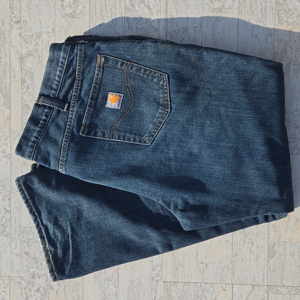 Carhartt Mens Flannel Lined Jeans Size 42x30 Relaxed Fit